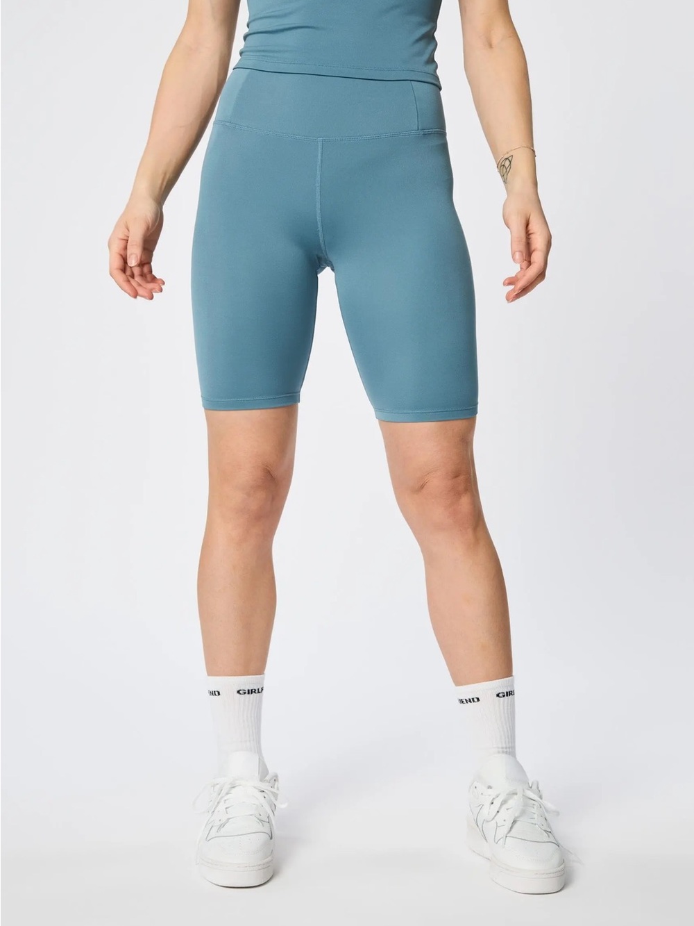 girlfriend collective Teal High-Rise Bike Shorts